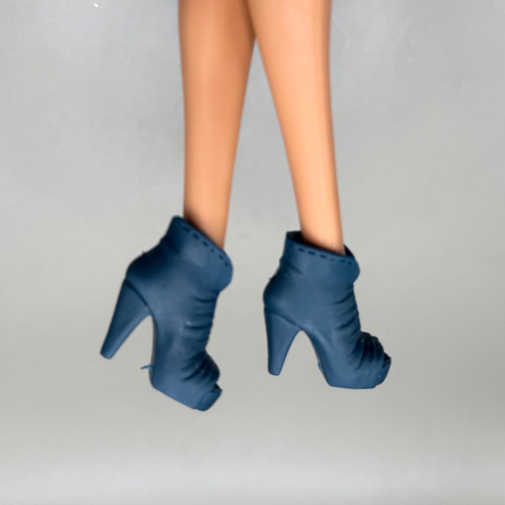 Barbie Blue Peep Toe Bootie High Heels Platform Doll Shoes Mattel Accessory